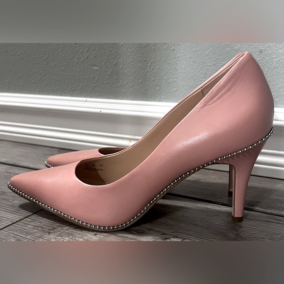 COACH Waverly 85 Pumps in Leather - Light Rose | Dressy Bling Rhinestone Classic - Picture 3 of 14
